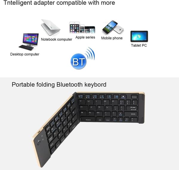 Sammenleggbart tastatur BT66, trådløst Bluetooth 66 taster, støtter Android / iOS (blått)
