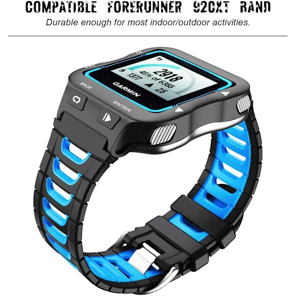 Kompatibel med Garmin Forerunner 920XT-remme - Blød sportsrem til Forerunner 920XT smartwatch, sort/blå Black/Blue