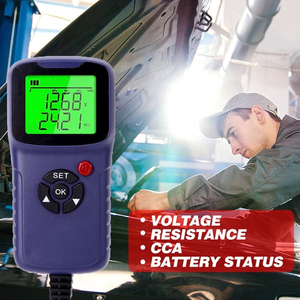Bilbatterioplader Tester Analyzer, 12V 2000CCA Batterispændingstest (Lilla) Purple