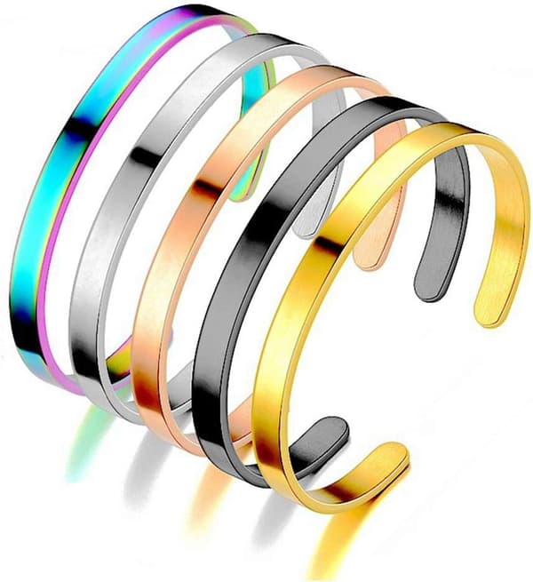 Armband för 5 st titan stål glänsande C-formad (8 mm)