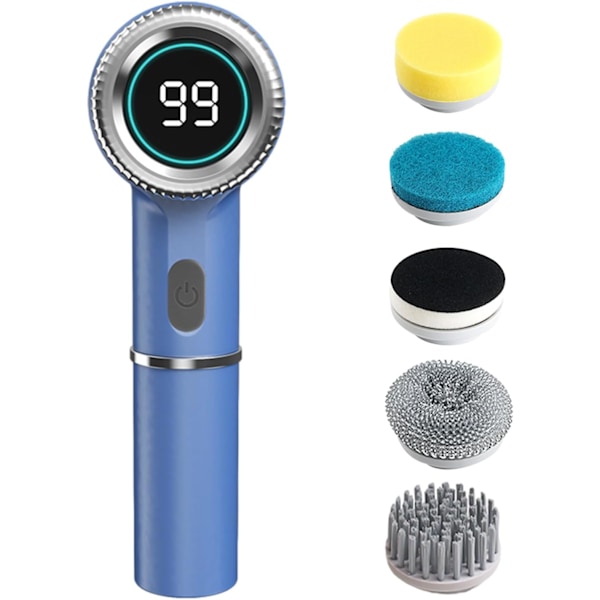Sähköinen puhdistusharja, tehonäytöllä, 3 nopeutta ja max. 2400 rpm (sininen)