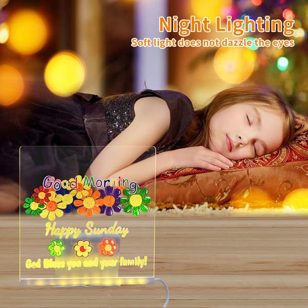 Led Note Board, 5.9×5.9In Med 12 Markører Led Tegnebræt Til Børn Led