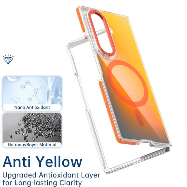 Etui til Samsung Z Fold 7, tofarget kameleon Magsafe anti-fall (hvit)