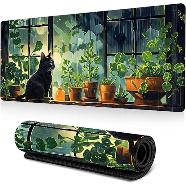 Sødt Gaming Musemåtte, Grøn Vandafvisende Skrivebordsmåtte Skridsikker Gummibase (300 X 700 X 3 Mm)