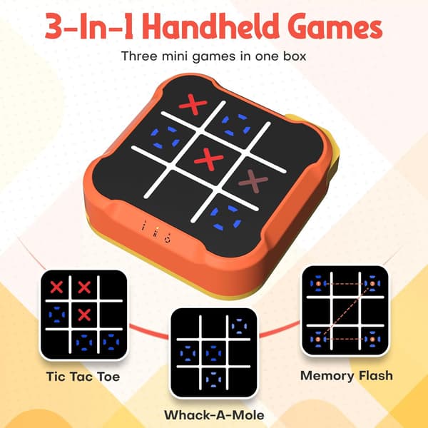Tic Tac Toe-spel för barn: 4-i-1 bärbart sensoriskt pusselspel (Orange) Orange