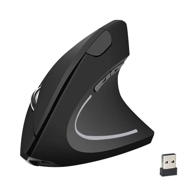 Ergonomisk Vertikal Mus, 2.4G Optisk Mus Usb Bluetooth 800/1200/1600 Dpi 6 Knapper (Sort)