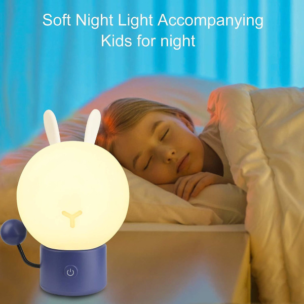 Nattlampa barn baby, nattlampa barn beröringslampa LED sänglampa för baby sovrum batteri laddningsbar nattlampa ，(blå)