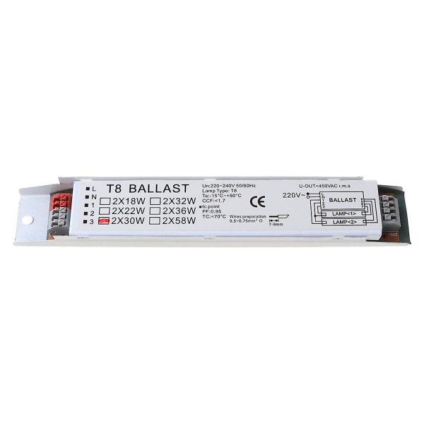 T8 2x18/30/58w Instant Start Electronic Fluorescent Lamp Ballast Universal 30W