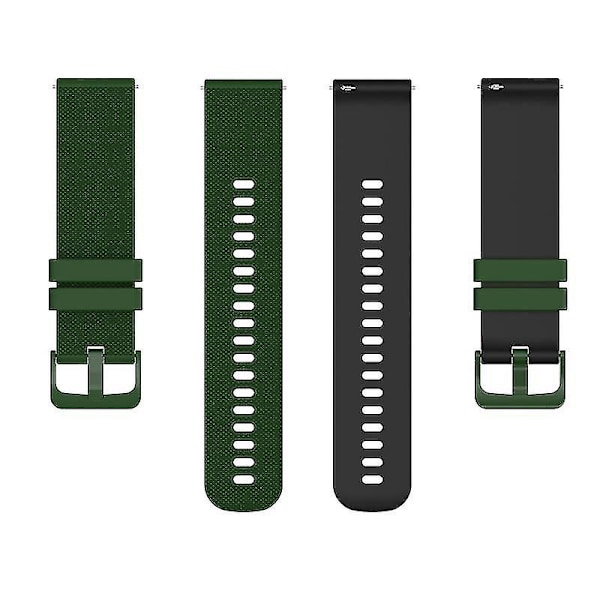 Klokkestropper for Garmin Vivoactive 4/Garmin Forerunner 255 klokkebånd Grid Texture erstatningsklokke Army Green Black G Garmin Forerunner 255