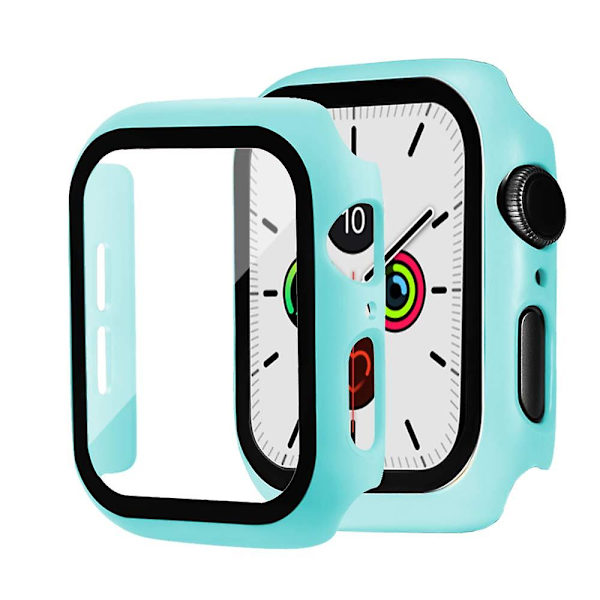 Glass+ cover Apple Watch case 44mm 40mm Iwatch 42mm 38mm näytönsuoja + puskuri Lisävarusteet Applewatch Series 5 4 3 Se 6 42mm series 321 light blue