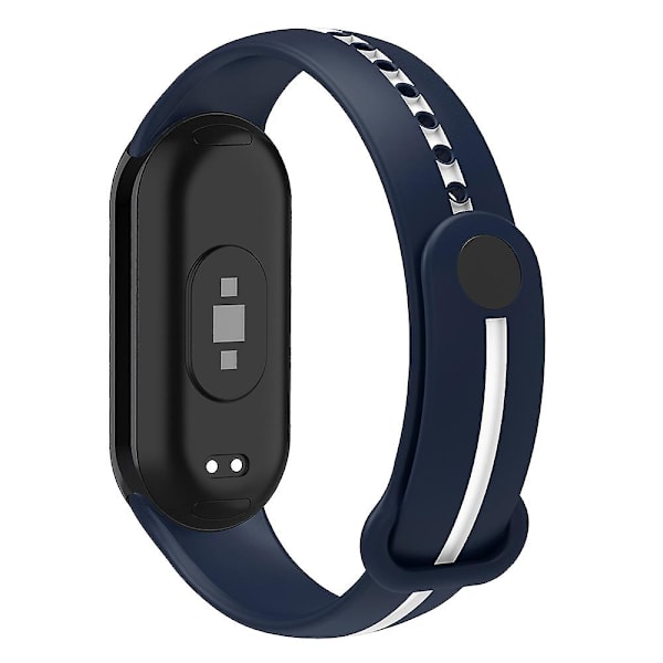 Myk silikon klokkestropp for Xiaomi Smart Band 8 tofarget justerbar håndleddsstropp med spenne Blue  White