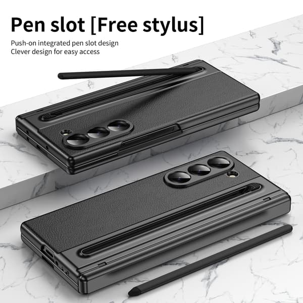 Etui til Samsung Galaxy Z Fold 7, med Stylus, PU-læderbagside White