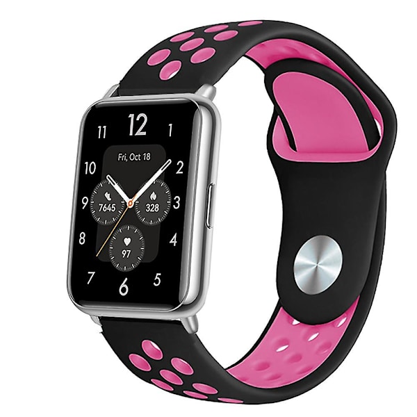 Silikonrem för Huawei Watch Fit 2 Band Active Classic Smartwatch Tillbehör Correa Ersättningsbälte Huawei Watch Fit2-rem black-pink