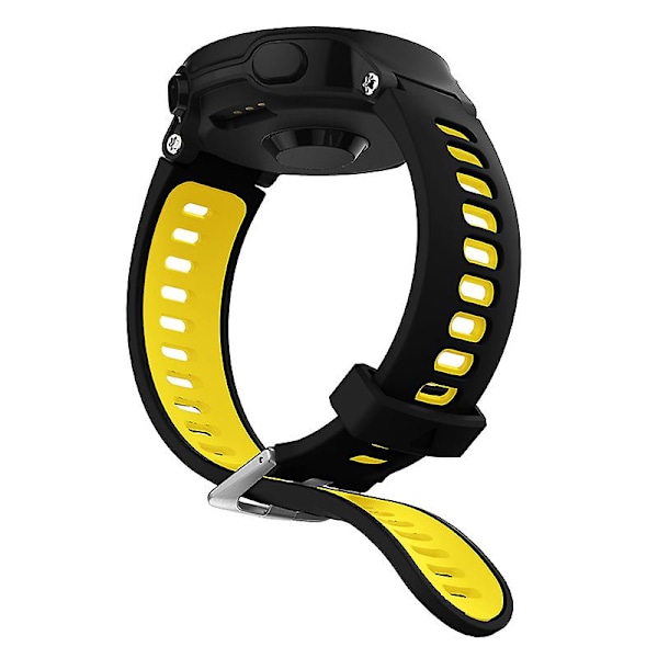 For Garmin Forerunner 235/230/620/630/220/735/735XT Silikone Urrem Hurtigudløselig Rem Udskiftning Universal 22mm Rem Black   Yellow