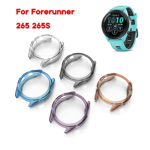 För Forerunner 265 265S watch Stötsäker anti-scratch Cover -stötfångarfodral Transparent Blue F265S