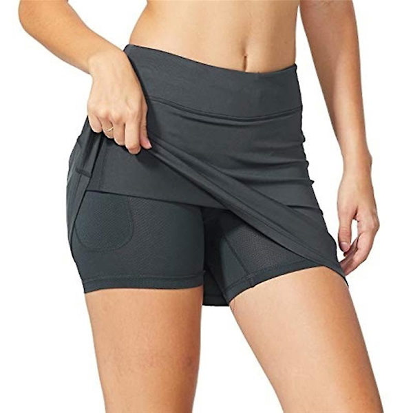 Skorts Kjol Kjolar Dam Pennskjolar Dam Löpning Tennis Golf Träning Sport Naturliga kläder XL gray