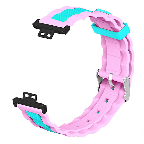 Dual Color Wave Design Silikon Armband Klockarmband För Huawei Watch Fit / Watch Fit Special Edition Pink Teal Green