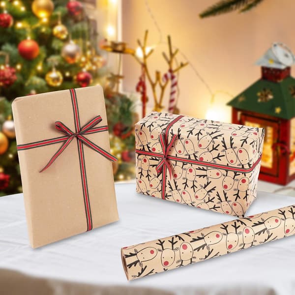 Presentpappersrulle - Julklappspapper Kraftpapper, 43 Cm X 3M (18)