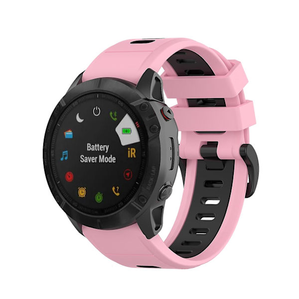 20 mm tofarvet silikone jack urbånd til Garmin Fenix ​​7s Pink Black