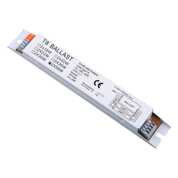 T8 2x18/30/58w Instant Start Electronic Fluorescent Lamp Ballast Universal 58W
