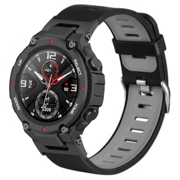 Silikonarmband Dubbel Färg Ersättning Rem För Huami Amazfit T-rex / T-rex Pro Black Grey