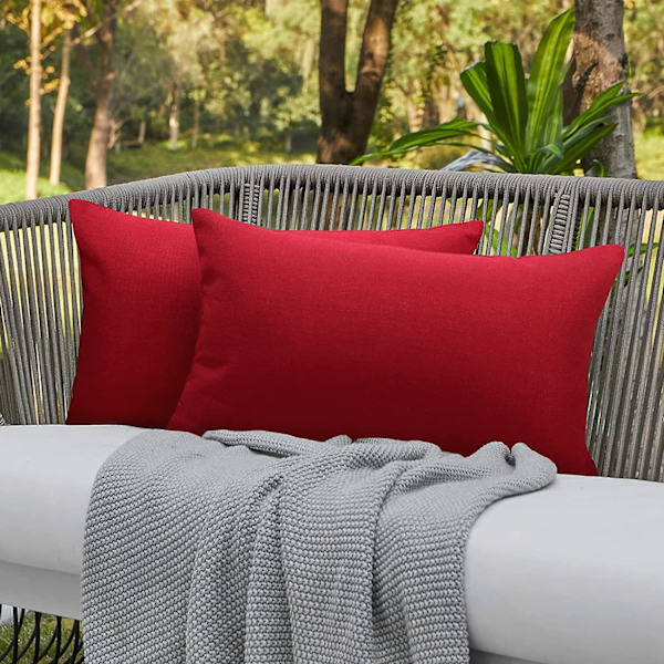 Udendørs puder til terrassemøbler Vandtætte pudebetræk Firkantet havepude Bondegårdslinned Pudebetræk Skal til terrasse Telt Sofa 18x1 Red 12 * 20 Inch