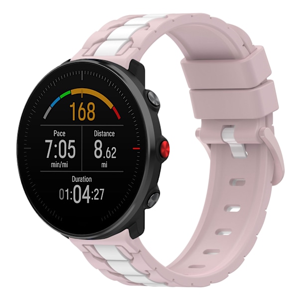 For Polar Ignite/Ignite 2/Unite 20mm Kædeformet Design Silikone Rem Dobbelt Farve Udskiftning Rem Pink White