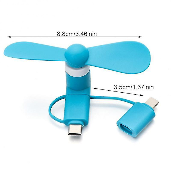 3 in 1 Travel Kannettava matkapuhelin Mini Tuuletin Jäähdytysjäähdytin Android Type-c Micro USB C Ipad Iphone 5 6 6s 7 Plus 8 X Xs green