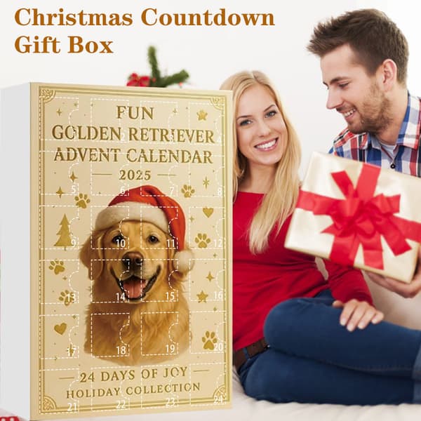 Julekalender 2D Golden Retriever Akryl Vedhæng, 24 Dages Nedtælling