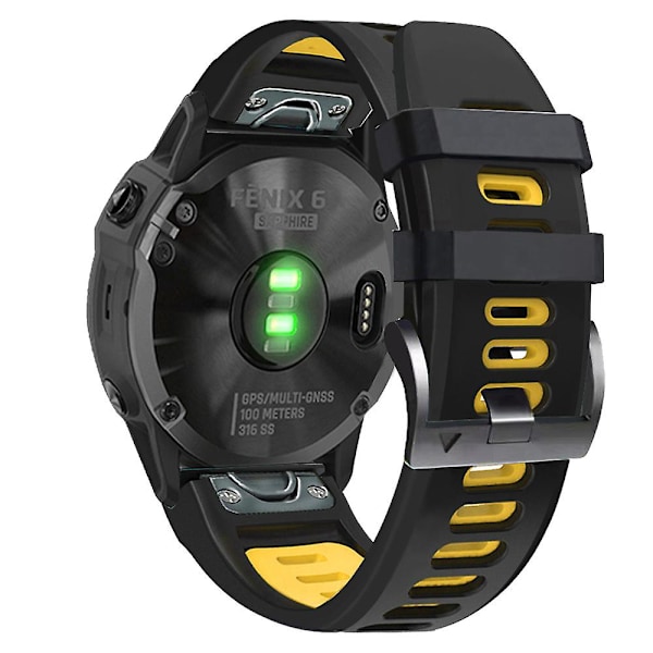 For Huami Amazfit Falcon/Coros Vertix Silikone Rem til Ur, Hurtigudløselig Rem Black  Yellow