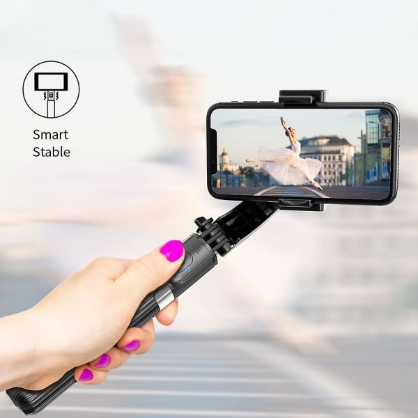Kädessä pidettävä Gimbalin stabilointilaite Matkapuhelimen Selfie Stick -teline Säädettävä Selfie-jalusta iPhonelle/android L08:lle black