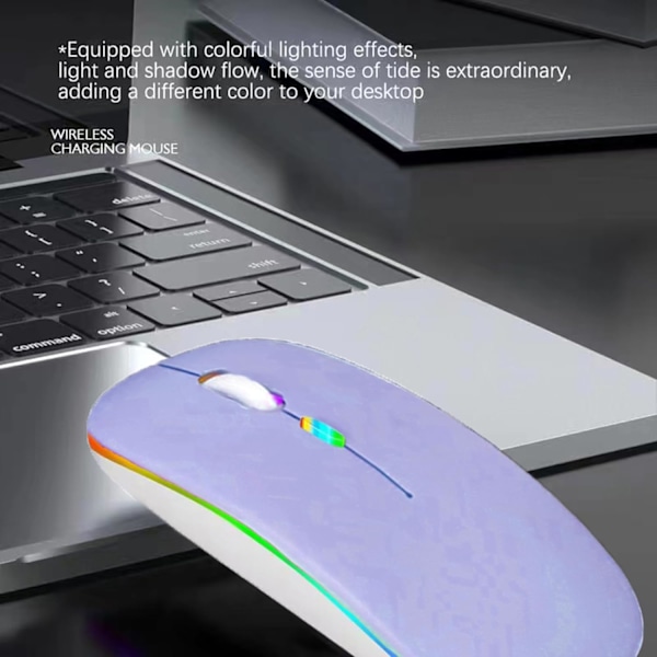 Led Dubbelläge Uppladdningsbar Tyst Ultratunn Laptopmus Med Bt5.2 Usb-mottagare (Blå, Lila)