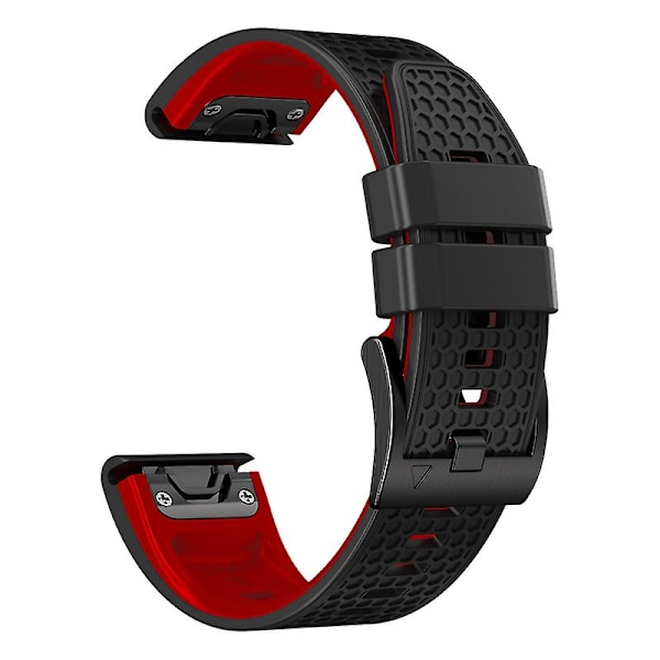 Dot Texture Silikonarmbånd for Garmin Tactix 7 Pro / Fenix 7x / 6x Pro / 5x Plus, 26mm Dual-color klokkestropp Black Red