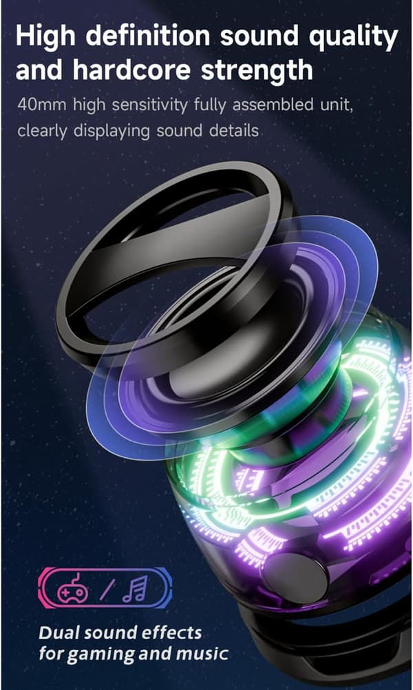 Bluetooth-højttaler med RGB-farvelys og 3D-surroundlydeffekt (sort)