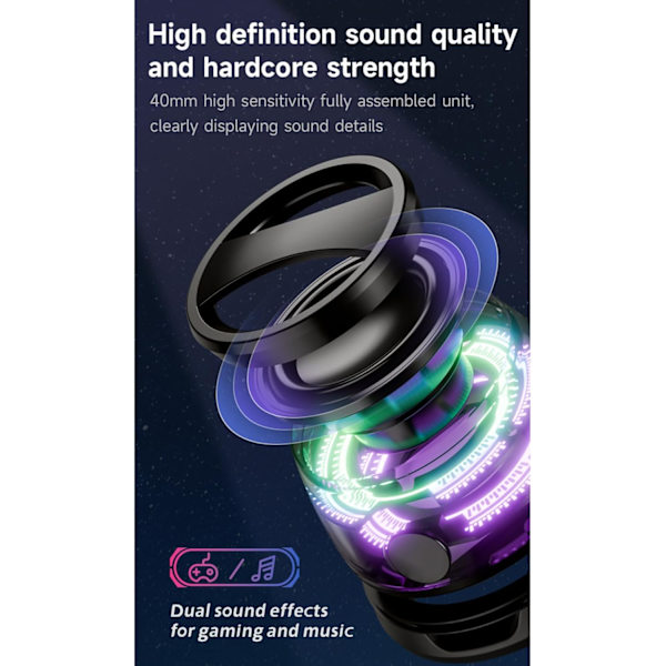 Bluetooth-kaiutin RGB-värivalolla ja 3D-tilaäänellä (musta)