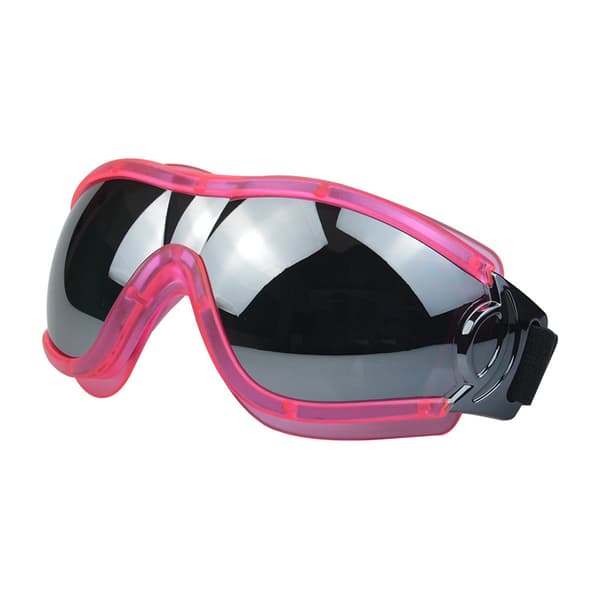 Hundesolbriller med elastisk stropp, støv- og tåkebeskyttelse (rosa ramme sølvfolie)