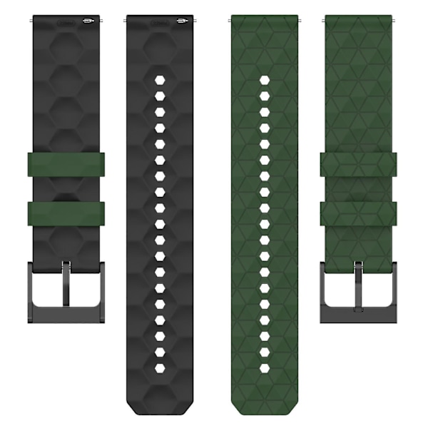 Silikonirannekkeet Garmin Move Trend -kellolle, 20 mm:n kaksoisjalkapallokuvioinen urheiluranneke Army Green Black H Samsung Galaxy Watch 5
