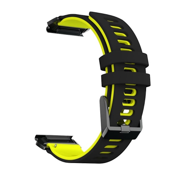 Til Garmin Fenix 6X silikone urrem Black Yellow