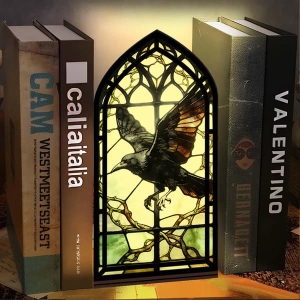 Fantasy bokkrok for bokelskere, med stearinlyslampe Raven 4