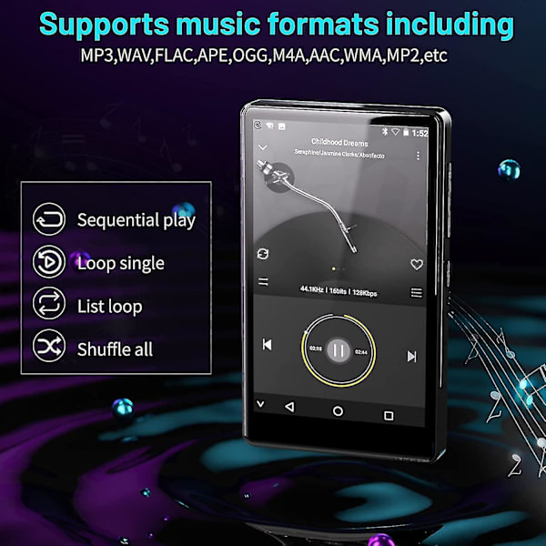 Mp3-soitin Bluetooth Spotify For Kids -sovelluksella, Audible, Browseramazon Music, 4.0"
