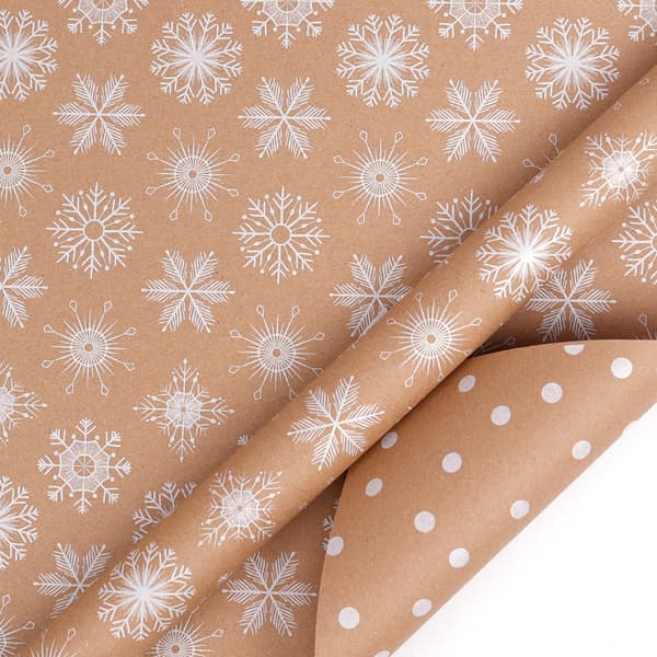 Presentpappersrulle - Vändbart julpapper, 17 tum x 33 fot (06)