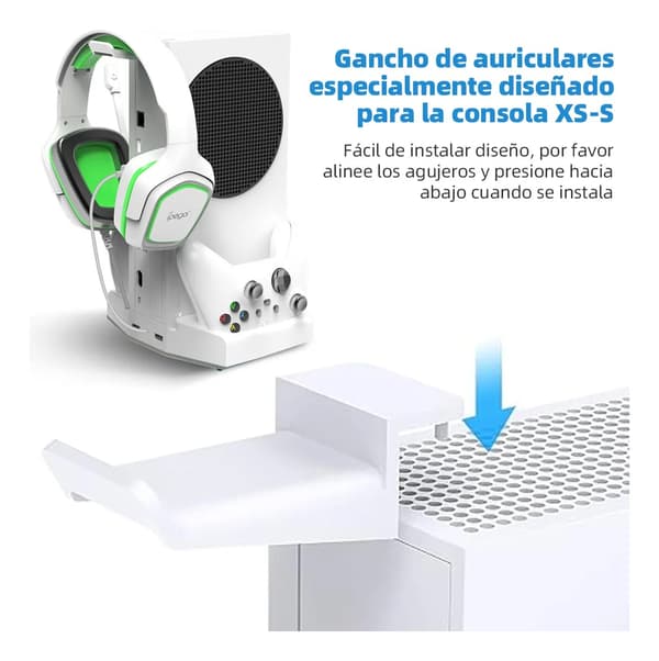 Køleventilator - Med hovedtelefonholder til Xbox Series S (sort)