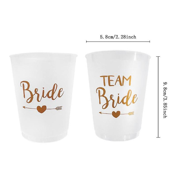 12st Team Bride Plast Cup Möhippor genomskinliga koppar Set