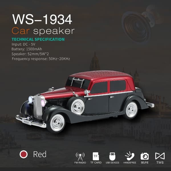 Bluetooth-kaiutin Ws-1934 Langaton 10W, tukee TF-korttia (punainen)