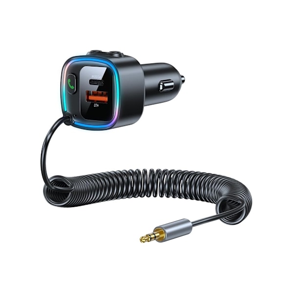 Bluetooth 5.4 Aux Biladapter, Dubbla USB C/A, Handsfree, Stöd för USB-minne (Svart)