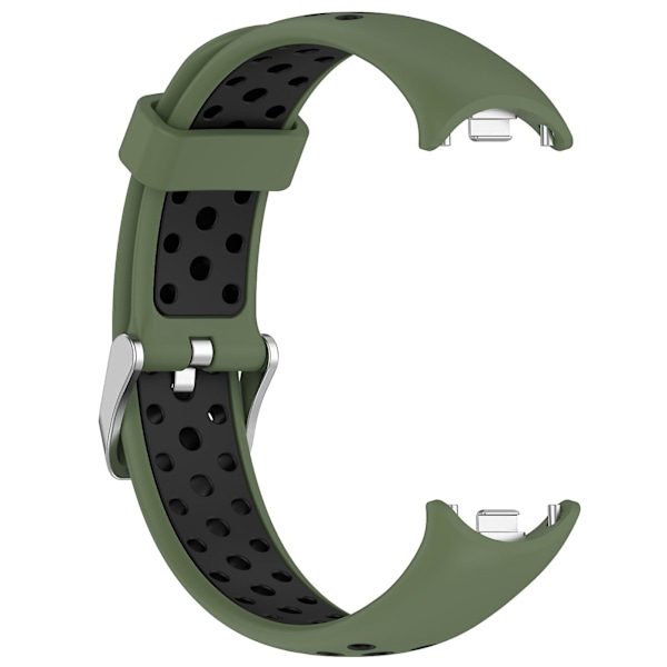 Tvåfärgat silikonarmband för Xiaomi Smart Band 8, med rostfritt stålfäste Army Green Black