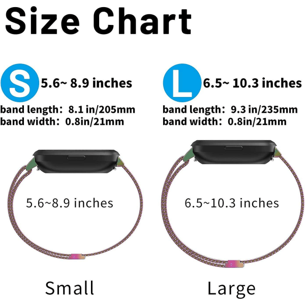 Metal Justerbar Udskiftningsarmbånd Magnetiske Bånd Kompatible Med Fitbit Versa/versa 2/versa Lite/se, Multi-farve Colorful Large