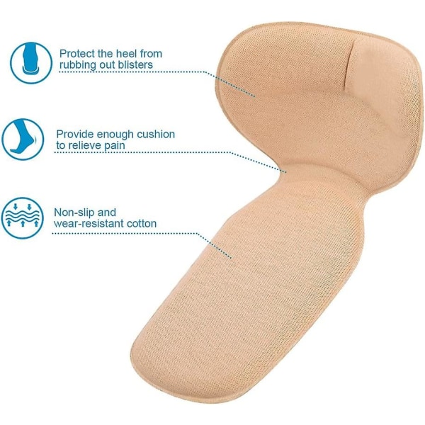 Skor Hälskydd, 4 par Memory Foam Stark klibbig trampdyna Skötsel Höga klackar Hälhållare Kuddfoder Kompatibel med kvinnor män (svart, beig