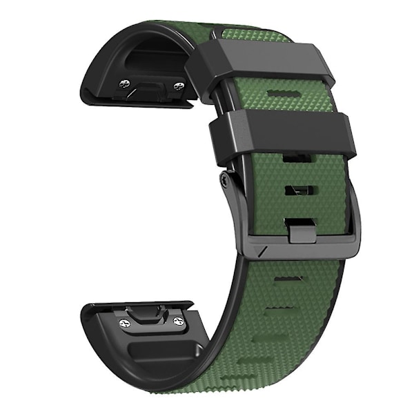 Timanttikuvioitu ranneke Garmin Tactix 7 Pro / Fenix 7X / 6X Pro / 5X Plus -kellolle, 26 mm:n kaksiväri silikoninen urheiluranneke Army Green Black