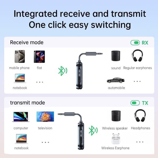 Bluetooth-mottaker med 3,5 mm Aux-lydkontakt, C83Pro med gullbelagt adapterplugg